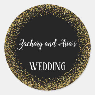 Adesivo Redondo Confetti Dourado sobre os selos de envelopes de ca