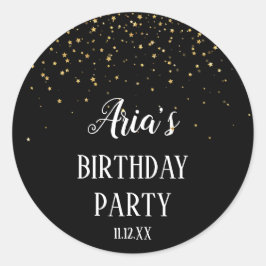 Adesivo Redondo Confetti Dourado sobre selos de envelopes de anive