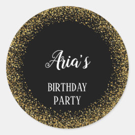 Adesivo Redondo Confetti Dourado sobre selos de envelopes de anive