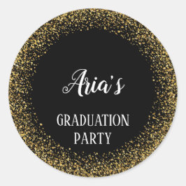 Adesivo Redondo Confetti Dourado sobre selos de envelopes de gradu