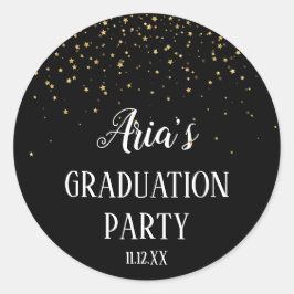 Adesivo Redondo Confetti Dourado sobre selos de envelopes de gradu