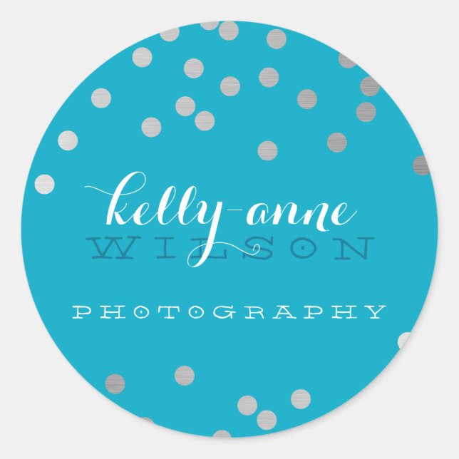 Adesivo Redondo CONFETTI GLAMOROSO folha prateada escura escura (Frente)