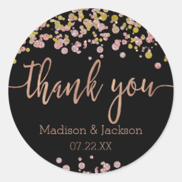 Adesivo Redondo Confetti Sparkle Shine Rosa do Casamento Dourado