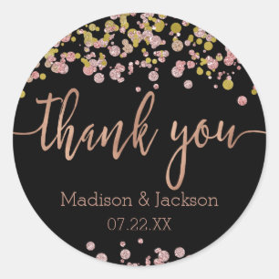 Adesivo Redondo Confetti Sparkle Shine Rosa do Casamento Dourado