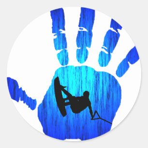 Adesivo Redondo Confiança da mão de Wakeboard