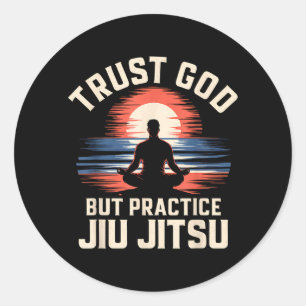 Adesivo Redondo Confie em Deus Pratique Jiu Jitsu Brasileiro Crist