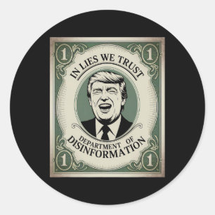 Adesivo Redondo "Confie em Ninguém" - Trump Banknotes Parody