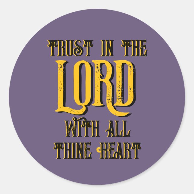 Adesivo Redondo Confie no LORD com todo aquele Coração Roxo (Frente)