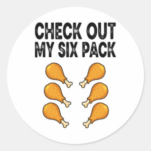 Adesivo Redondo Confira Meu Seis Pack de Coxa de Frango