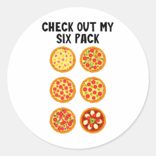 Adesivo Redondo Confira Meu Six Pack Pizza Divertida 
