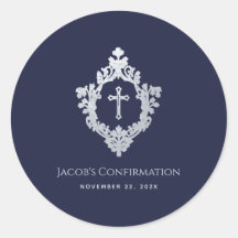 Confirmação de Marinho Blue Vintage Cross em Crest