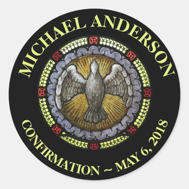 Adesivo Redondo Confirmação RCIA do Vidro Conservado Espírito Sant (Frente)