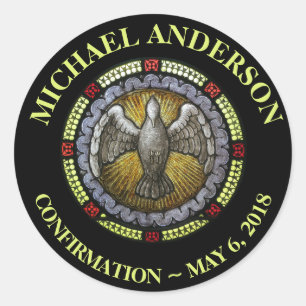 Adesivo Redondo Confirmação RCIA do Vidro Conservado Espírito Sant