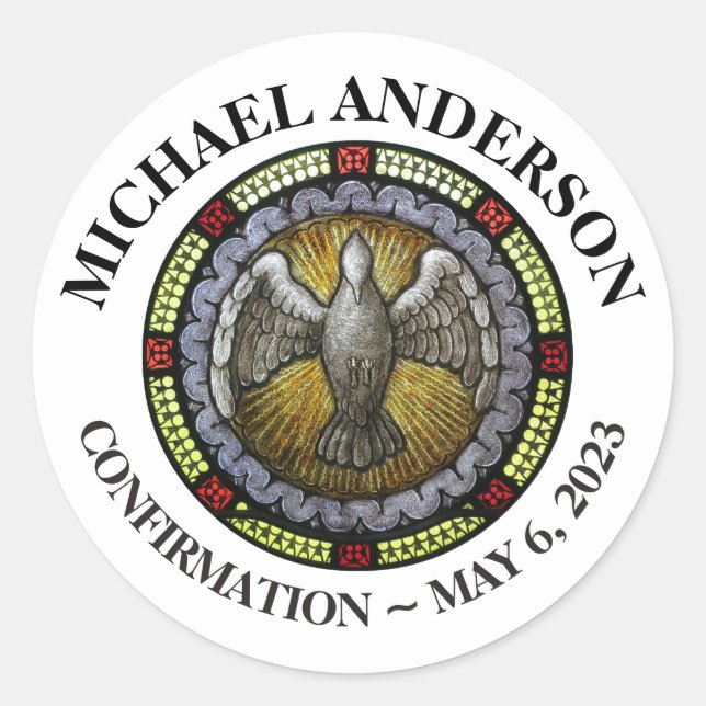Adesivo Redondo Confirmação RCIA do vitral do Espírito Santo (Frente)