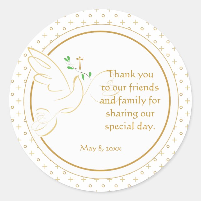 Adesivo Redondo Confirmação | Vinheta Favor do Batismo (Frente)