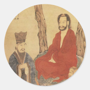 Adesivo Redondo Confucius, lao-tzu e Arhat budista