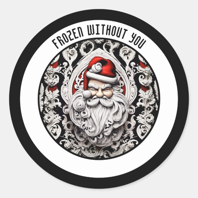 Adesivo Redondo "Congelado Sem Você" Vinheta WHIMSIGOTH HOLIDAY (Frente)