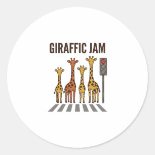 Adesivo Redondo Congestionamento Giraffico Cruzamento de Girafa Di