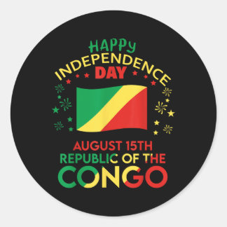 Adesivo Redondo Congo-Brazzaville 65º Dia da Independência Congolê