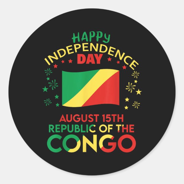 Adesivo Redondo Congo-Brazzaville 65º Dia da Independência Congolê (Frente)