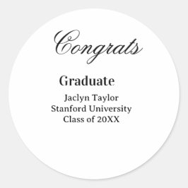 Adesivo Redondo Congrats graduation name university name class of 