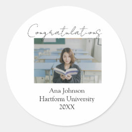 Adesivo Redondo Congratulations photo graduate name university yea