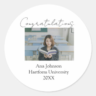 Adesivo Redondo Congratulations photo graduate name university yea