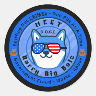 Adesivo Redondo Conheça D.O.G.E. Harry Big Bolz