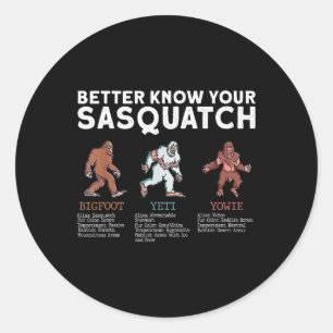 Adesivo Redondo Conheça Melhor Seu Sasquatch Pé Grande Yeti Yowie 