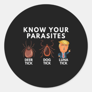 Adesivo Redondo Conheça Os Seus Parasitas Cachorro Dick Tick Luna 