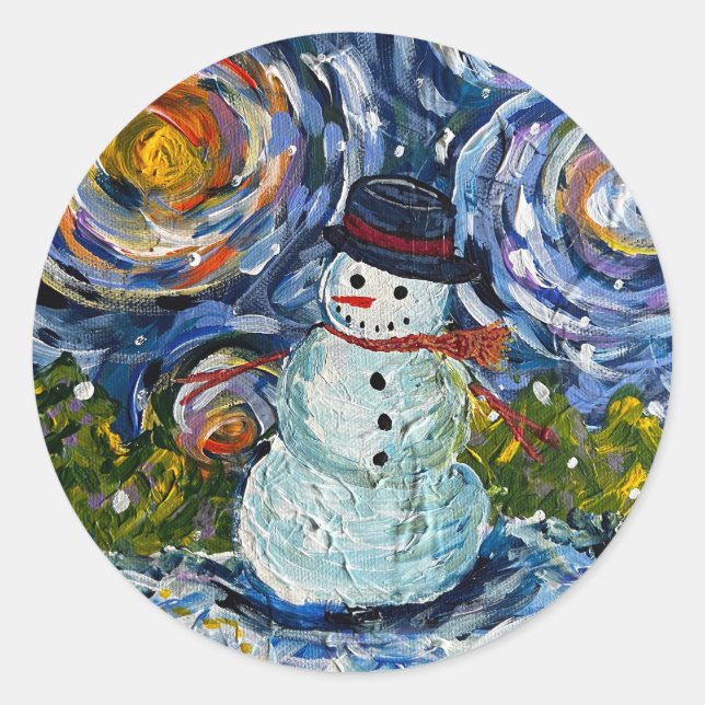 Adesivo Redondo Conjunto de autocolantes de neve (Frente)