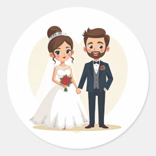 Adesivo Redondo Conjunto de Casais de Casamento