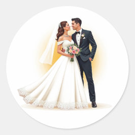Adesivo Redondo Conjunto de Casais de Casamento Dreamy