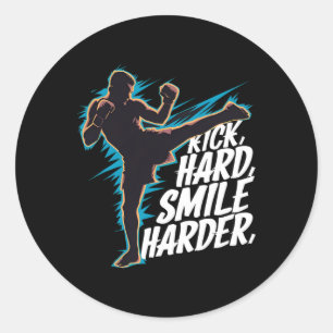 Adesivo Redondo Conjunto de Kickboxing Muay Thai Savate Sanda Kick