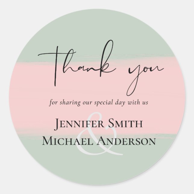 Adesivo Redondo Conjunto de Noiva Script Rosa Bege Orçamento Abstr (Frente)