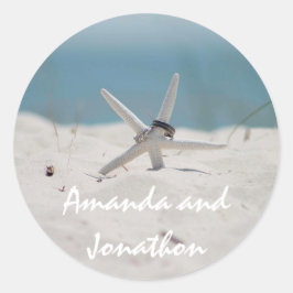 Adesivo Redondo Conjunto de Tema Coordenado de Casamento de Praia