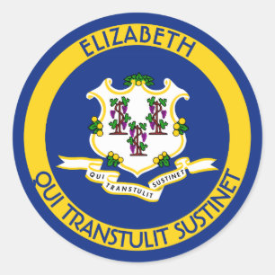 Adesivo Redondo Connecticut a bandeira pessoal do estado da