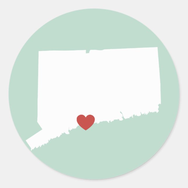 Adesivo Redondo Connecticut Love - Customizable Sticker (Frente)