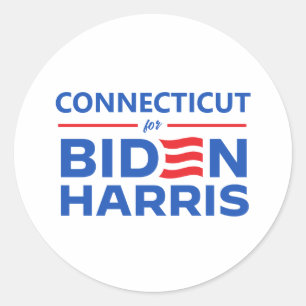 Adesivo Redondo Connecticut para Biden Harris