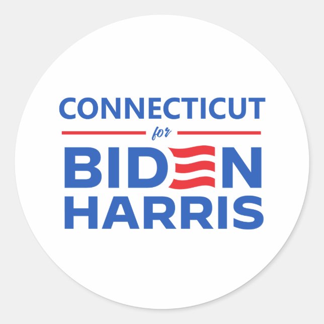 Adesivo Redondo Connecticut para Biden Harris (Frente)