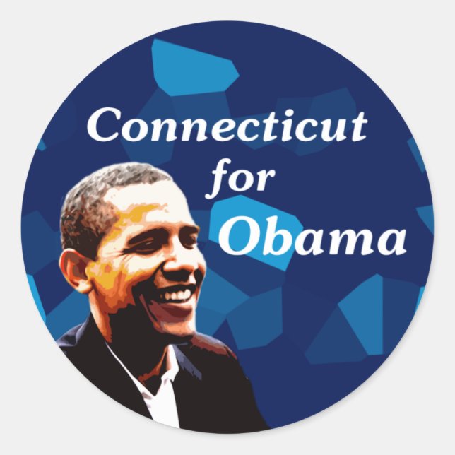 Adesivo Redondo Connecticut para Obama (Frente)