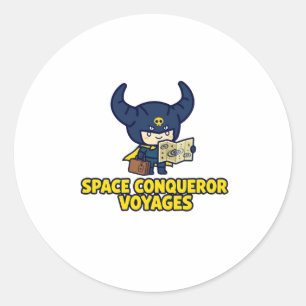 Adesivo Redondo Conquistador Espacial Viagens Quadrinhos Retro Fic