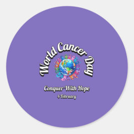 Adesivo Redondo Conquiste Com Esperança. Dia Mundial do Cancer.