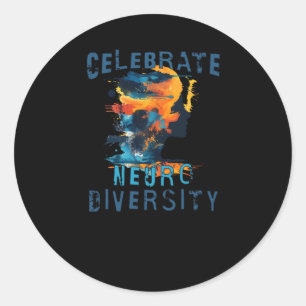 Adesivo Redondo Consciência Autismo Celebra Neuro Diversidade Ment