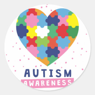 Adesivo Redondo consciência cor-de-rosa do autismo