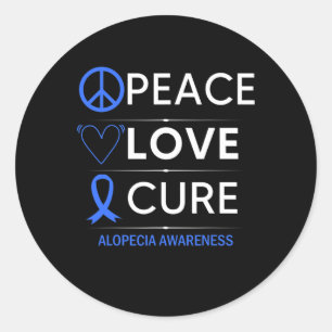 Adesivo Redondo Consciência da Alopecia Areata Paz Amor Cura Perda