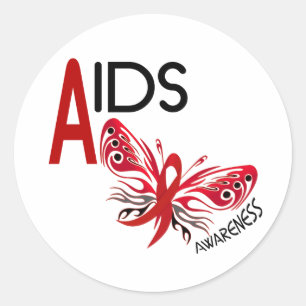 Adesivo Redondo Consciência da borboleta 3 do AIDS/HIV