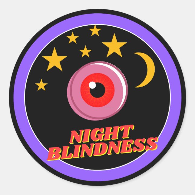 Adesivo Redondo consciência da cegueira noturna - preto (Frente)
