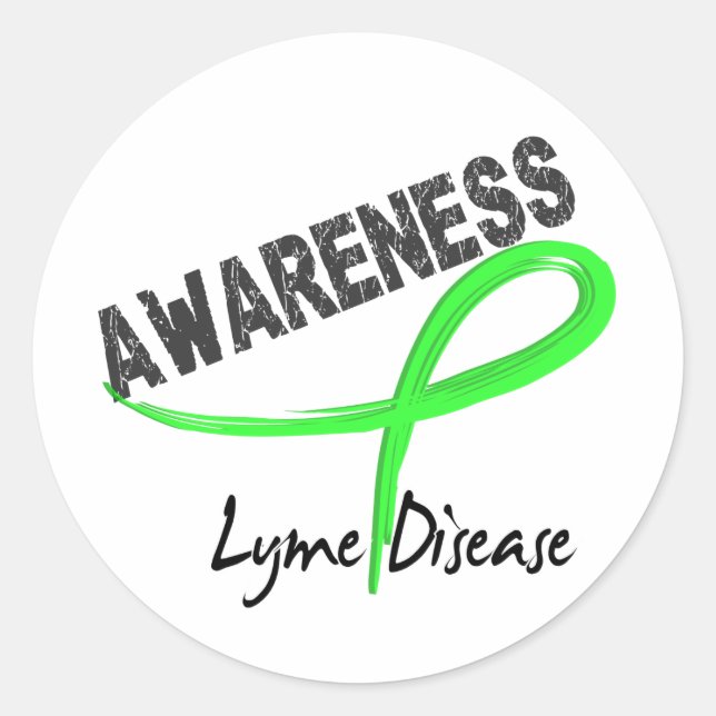 Adesivo Redondo Consciência da doença de Lyme 3 (Frente)