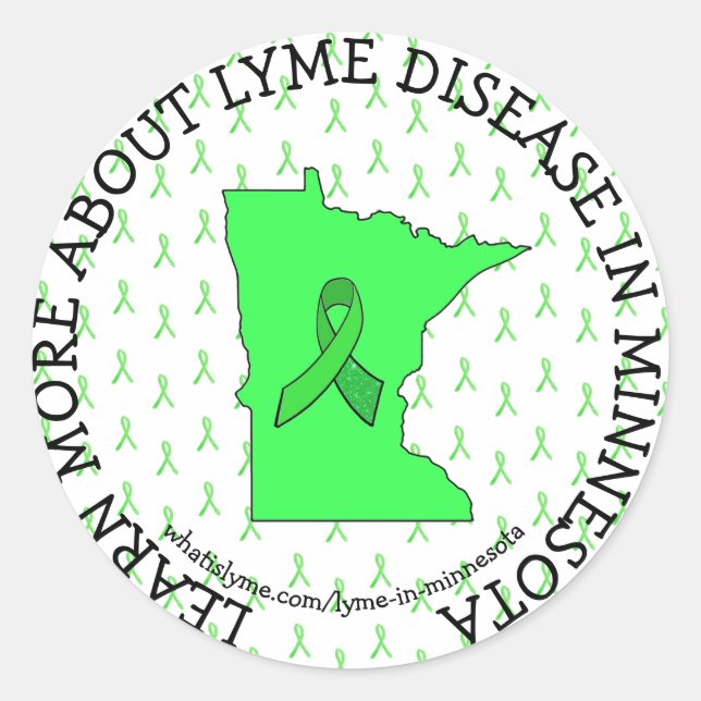 Adesivo Redondo Consciência da doença de Lyme em Minnesota Sticker (Frente)